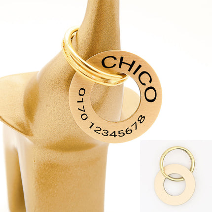 Ringförmige Hundemarke mit Gravur Messing gebürstet, 30mm