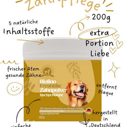 Riolino FreshBite Zahnpulver – Natürliche Zahnpflege für Hunde