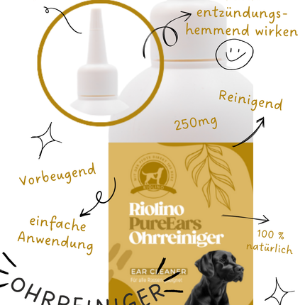 Riolino PureEars – Sanfter Ohrenreiniger für Hunde und Katzen