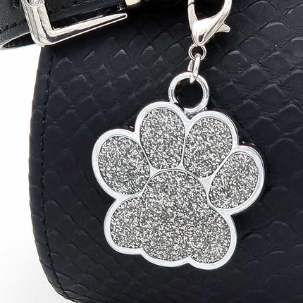 Personalisierte Hundemarke in Pfötchenform – Metallmarke mit kostenloser Gravur für Hunde & Katzen – Glitzernde Farben, verschiedene Größen und Designs