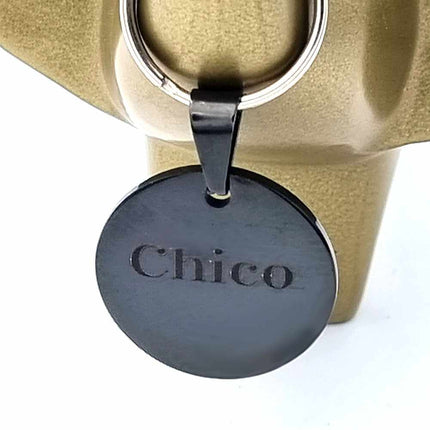 Hundemarke mit Gravur, Name und Telefon personalisiert, rund, 25mm oder 30mm in verschiedenen Farben