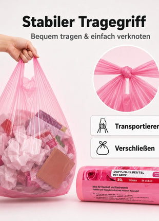Müllbeutel mit Tragegriff 35L - 4 Düfte – 60 Stück