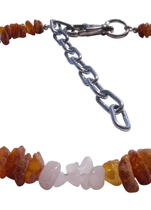 Hunde Bernsteinkette Flexi mit Rosenquarz