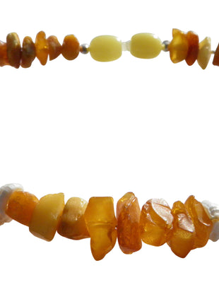 Amber necklace for dogs with Swarovski and shells, length 23 cm