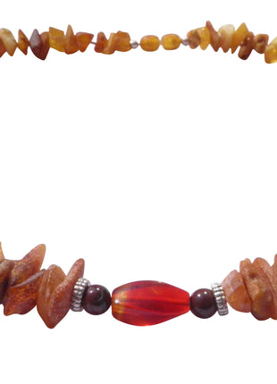 Dog amber necklace with jasper and agate, length 51cm