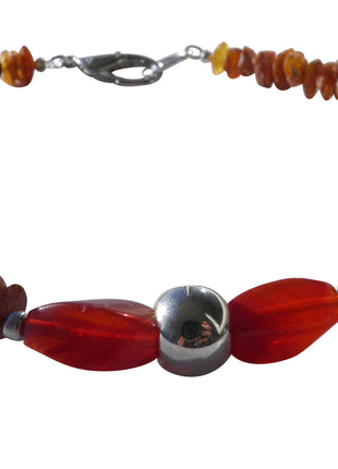 Dog amber necklace with agate, length 38cm