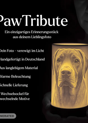PawTribute – Personalisierte Gedenklampe mit deinem Foto