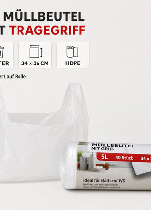 Müllbeutel mit Tragegriff 5L – 40 Stück