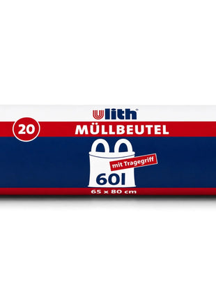 Müllbeutel mit Tragegriff 60L | Reißfest & Flüssigkeitsdicht