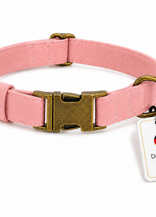 Edles Hundehalsband im Vintagelook mit Messingschnalle und kostenloser Gravur Name und Telefon
