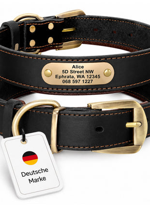 Edles Hundehalsband aus Rindsleder mit Gravur Name und Telefon