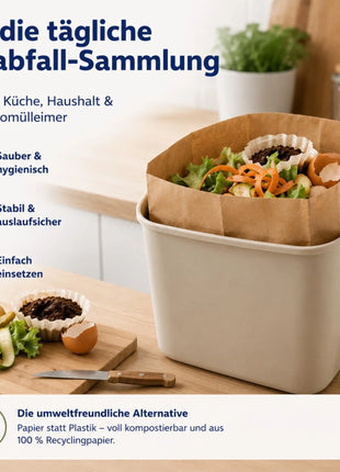 Biomüllbeutel 10L Papier | Reißfeste & nassfeste Mülltüten
