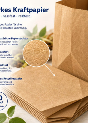 Biomüllbeutel 10L Papier | Reißfeste & nassfeste Mülltüten