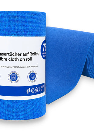 Microfasertücher auf Rolle - 75 Stück - Blau - 30 x 30 cm