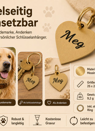 Herz Hundemarke individuell und kostenlos graviert