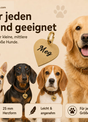 Herz Hundemarke individuell und kostenlos graviert