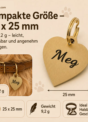 Herz Hundemarke individuell und kostenlos graviert