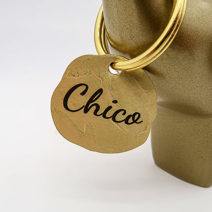 Extravagante Vintage Hundemarke mit Gravur personalisiert, Material Messing, 25mm