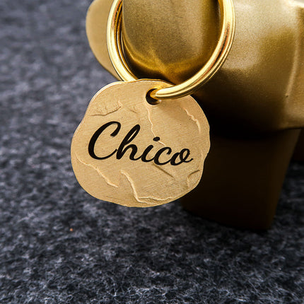 Extravagante Vintage Hundemarke mit Gravur personalisiert, Material Messing, 25mm