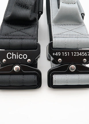 Tactical dog collar for large dogs, engraved with name
