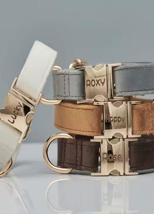 Personalisiertes Samt Hundehalsband "Emilia" mit Gravur – Verstellbar & Elegant