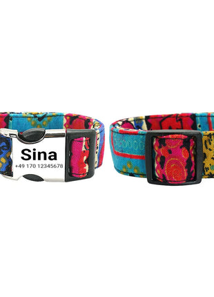 Hundehalsband „Sina“ – Personalisiert mit Namen & Nummer | Verstellbar, bunt & robust