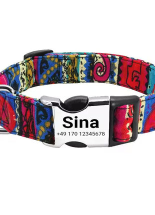 Hundehalsband „Sina“ – Personalisiert mit Namen & Nummer | Verstellbar, bunt & robust