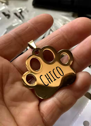 Personalisierte Hundemarke mit Gravur aus Edelstahl – Name & Telefonnummer – 30 mm – Gold, Silber & Rosé