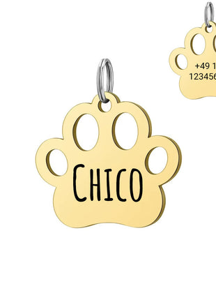 Personalisierte Hundemarke mit Gravur aus Edelstahl – Name & Telefonnummer – 30 mm – Gold, Silber & Rosé