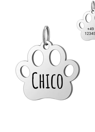 Personalisierte Hundemarke mit Gravur aus Edelstahl – Name & Telefonnummer – 30 mm – Gold, Silber & Rosé