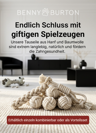 Hundespielzeug Seil Kauspielzeug reißfest aus ungebleichten Baumwolle Hanf Mix