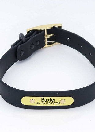 Wasserfestes Biothane Hundehalsband "Baxter" mit Gravur – Name & Telefonnummer – Outdoor – Grün oder Schwarz – S, M, L