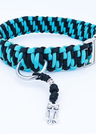 Paracord Hundhalsband "Auron" mit Gravur von Name und Telefon auf der Schnalle, drei verschiedene Größen