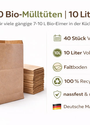 Bio Müllbeutel Papier 10l | 100% Plastikfreie Biotüten