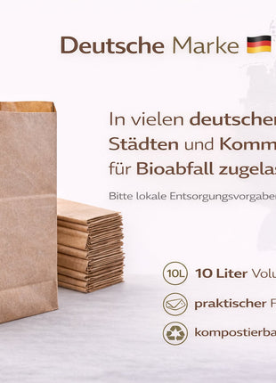 Bio Müllbeutel Papier 10l | 100% Plastikfreie Biotüten