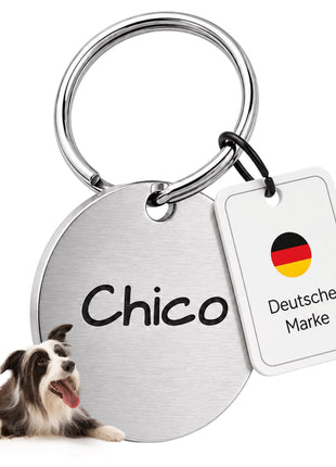 Hundemarke mit Gravur, Name und Telefon personalisiert, rund, 25mm oder 30mm in verschiedenen Farben