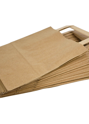 Papiertragetaschen Braun mit Henkel 18+8x22cm - FSC Kraftpapier Tüten