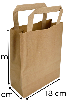 Papiertragetaschen Braun mit Henkel 18+8x22cm - FSC Kraftpapier Tüten