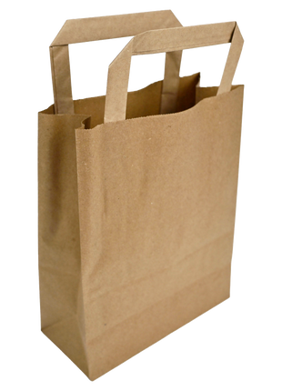 Papiertragetaschen Braun mit Henkel 18+8x22cm - FSC Kraftpapier Tüten