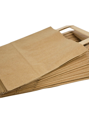 Papiertragetaschen Braun mit Henkel 22+11x28cm - FSC Kraftpapier Tüten