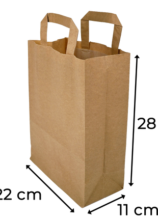Papiertragetaschen Braun mit Henkel 22+11x28cm - FSC Kraftpapier Tüten