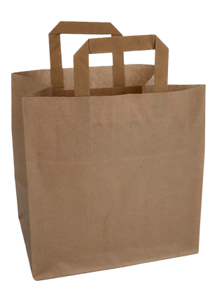 Papiertragetaschen Braun mit Henkel 26+17x25cm - FSC Kraftpapier Tüten