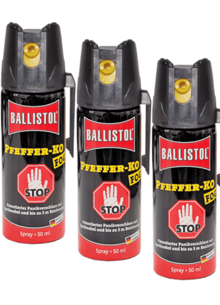 3 x Ballistol KO FOG Pfefferspray 50 ml Tierabwehr KO Schutzspray