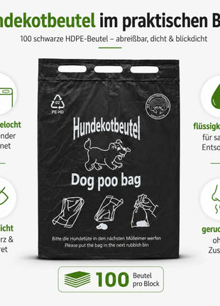 Hundekotbeutel 20x32+3cm - Im Block zu je 100 Stück