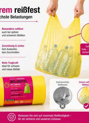 Müllbeutel mit Zugband 35L – Apfel Duft | Extrem Reißfest