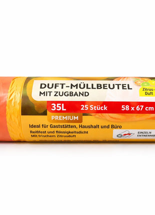 Müllbeutel mit Zugband 35L - Zitrus Duft