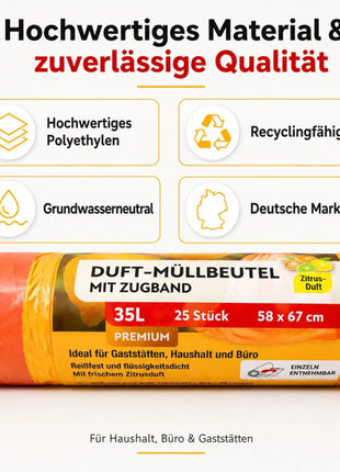 Müllbeutel mit Zugband 35L - Zitrus Duft