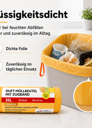 Müllbeutel mit Zugband 35L - Zitrus Duft