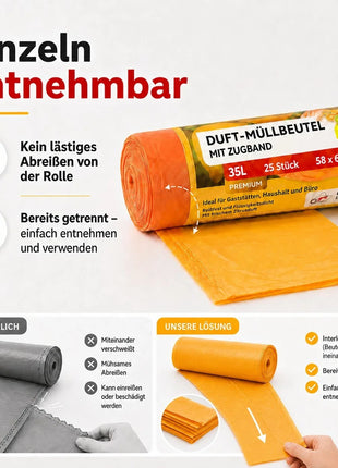 Müllbeutel mit Zugband 35L - Zitrus Duft