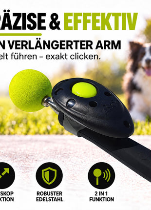 ASCO ClickStick - Target Stick with Detachable Premium Clicker - Target Stick for Dog and Cat Clicker Training - Extendable Target Stick with Extra Clicker - Target Stick for Target Training 